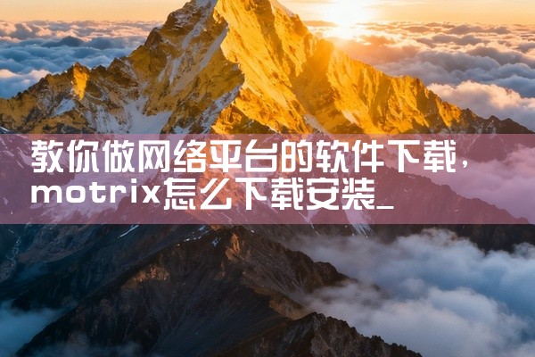 教你做网络平台的软件下载
